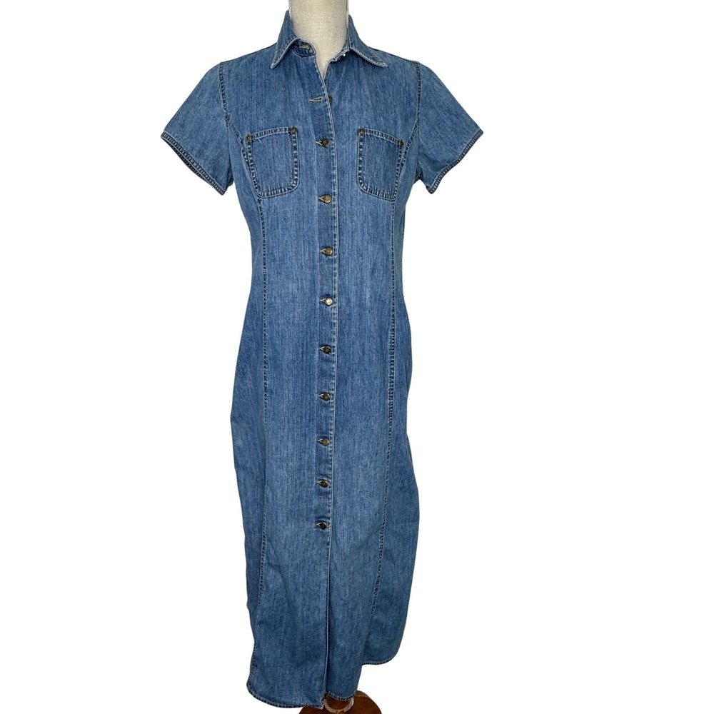Vintage Liz Claiborne Denim Dress Button Front 6P